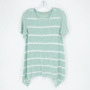 Soft Surroundings Short Sleeve Asymmetrical Stripe Top Size Medium